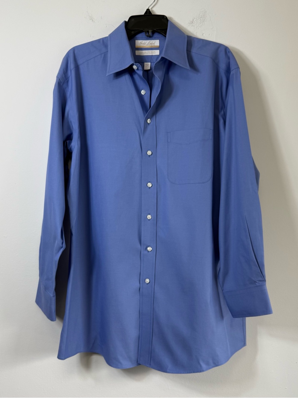 Roundtree & Yorke Gold Label Blue Pinpoint Dress Shirt 15.5 33